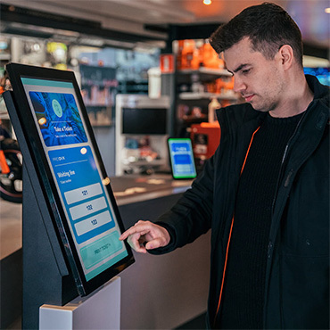 Self-service kiosk: queuing system