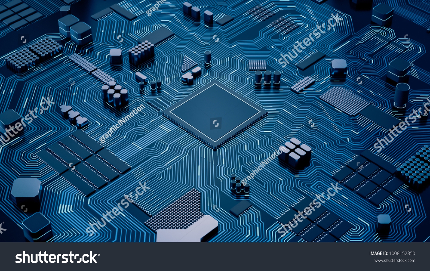 Stock Photo Cpu Chip On Motherboard Abstract D Render Of A Computer Processor Chip On A Circuit Board With 1008152350